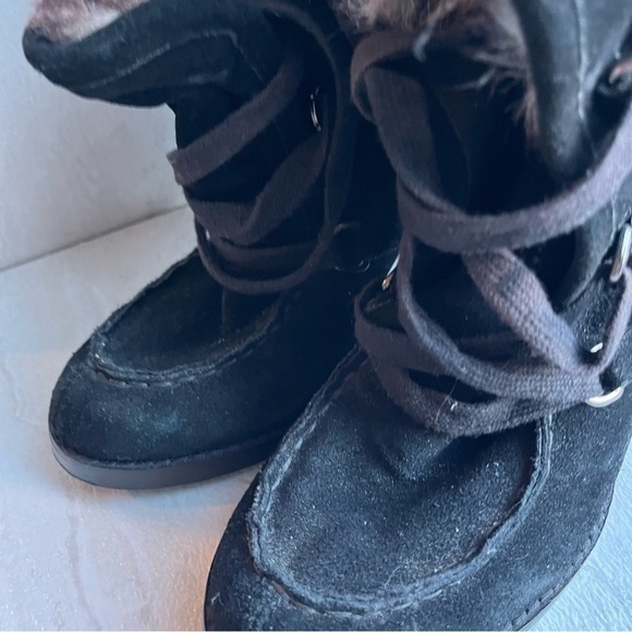 Steve Madden Boots Dash Black Suede Leather Bootie Sizez 6 Fur llined - Picture 4 of 11